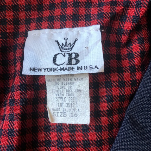 Vintage CB Dress 16 Houndstooth Red/Black Short Sleeves Button Front Bac… - Picture 11 of 11